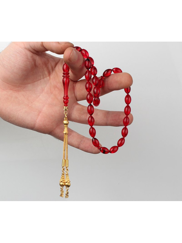 مسبحة كهرمان فضة خالص حرفين #368